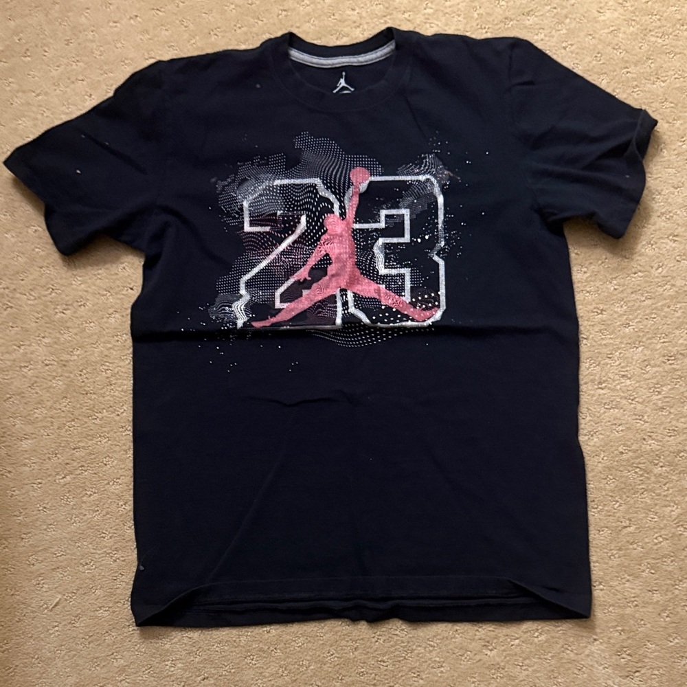 Jordan Black Tee with Pink Jumpman Design